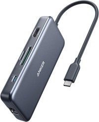 Hub USB Type C Sang HDMI + 2xUSB + SD/TF +RJ45 1Gbps + PD60W Anker A8352