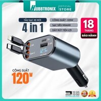 HubbSmart TS03-Tẩu Sạc Ôtô Cao Cấp Đa Năng 4 trong 1- Có dây rút – Sạc Nhanh 120W  Cho Điện Thoại, Laptop,các thiết bị di dộng