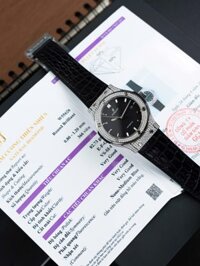 Hublot Classic Fusion Black Dial Imitation Watches Custom Natual Diamonds Automatic SW300 Movement 42mm