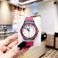 Hublot Geneve |Nữ Giới |Silver |Đính Đá |Dây Silicone Hồng |Máy Pin (Máy Quartz) |Size 34mm
