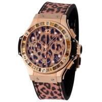 Hubolt WatchAutomatic Leopard print dial with 8 yellow diamonds Ladies