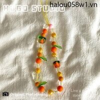 Hugo ins Phong Cách Màu Cam Tươi Dây Điện Thoại diy Đính Hạt ccd Camera Đồ Trang Trí Móc Khóa Vỏ Điện Thoại Dây Buộc