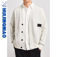 Huijingniao phiên bản Hàn Quốc 2024 mới áo len cardigan nặng nam dáng rộng áo thường ngày