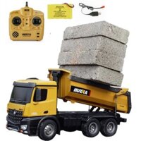 Huina 1573- Mô hình xe ô tô tải ben điều khiển từ xa Huina 1573 tỉ lệ 1:14 xe công trình 6 bánh Huina573 sức nâng 3 kg, tay điều khiển 10 kênh, có đèn led và âm thanh giả lập.