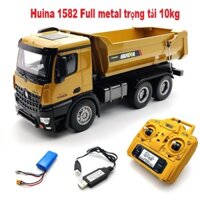 Huina 1582 – Xe ben công trình điều khiển từ xa huina1582 full kim loại, đồ chơi mô hình xe tải X0115 Huila tỷ lệ 1/14, 10 kênh có điều tốc và servo lái.
