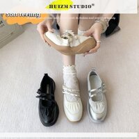 Huizumei Cảm giác mềm mại Da thật Mary Jane Giày nữ thời trang Giày đa năng mới