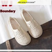 Huizumei Mùa Hè Mới Nghệ Thuật Đóng Mũi Cá Giày Nữ Vintage Đế Mềm Giày Lưới