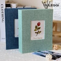 Huleqi Album Sổ Lưu Niệm Lớn, Bìa Vải Lanh DIY Viết Album Ảnh, 200 Túi 4x6 Ảnh Lưu Trữ Ảnh Đám Cưới Kỷ Niệm Gia Đình