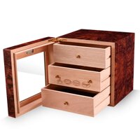 Humidors Cigar Mellow Piano Paint Cigar Cabinet moisturizing Box 3 Drawers, can Hold 50 Cigars