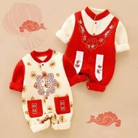 Hundred Days Baby Clothes Autumn and Winter Thermal Quilted Newborn Festive One Month Old Baby Jumpsuit with Cotton One Year Old Celebration Dress Uywu