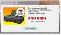 Hướng dẫn Reset máy in canon ip2770 báo lỗi 5B00