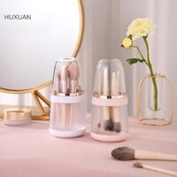 Huxuan Trong Suốt Cọ Trang Điểm Giá Đỡ Di Động Để Bàn Trang Điểm Tổ Chức Hộp Bảo Quản Dụng Cụ Trang Điểm Hộp Đựng Có Nắp RFT