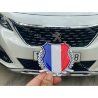 Huy hiệu bông lúa cờ Pháp trang trí xe Peugeot 5008 Peugeot 3008 All New, tem cờ pháp