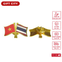 Huy hiệu cài áo lá cờ đôi Việt Nam - Thái Lan