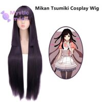 [Huyền bí] 100cm Mikan Tsumiki Đen Tím Dài Thẳng Cosplay Tóc Giả Danganronpa Đảng Kích Hoạt Happy Havoc Phụ Kiện Cosplay [Mới]