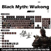 Huyền thoại đen: Wukong Pudding Keycap SAX Profile 125 Phím PBT PC Truyền ánh sáng bốn mặt Bàn phím cơ Keycaps Sáng tạo Cool The Monkey King Bộ Keycap chơi game mờ