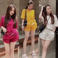 HV - [ XẢ KHO] Set bộ đồ nữ áo phông hở lưng form rộng mix quần short ngắn phong cách trẻ trung cho mùa hè