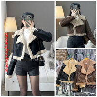 HV -Áo Khoác Da Cổ Vest Lót Lông Dáng Ngắn