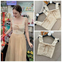 HV - Áo ren 2 dây sexxy dáng ngắn croptop, Áo kiểu 2 dây viền bèo ren móc