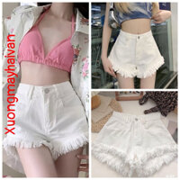 HV - Quần Short Jean Nữ Tua Rua Quảng Châu Mẫu Mới Hottren 2024(562)
