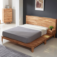 Giường đôi Calla liền tủ đầu giường gỗ cao su 1m6