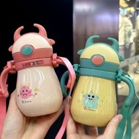 Hvg [Vòi phun núm vú Công dụng kép] Cốc nước cách nhiệt trẻ em bằng thép không gỉ 304 có ống hút Bình sữa cho bé sử dụng kép