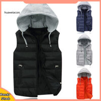 [Hw] Áo khoác nam Áo Vest dày có mũ trùm đầu mùa đông Áo khoác không tay ấm áp chống thấm nước cho thời tiết lạnh Phong cách Đông Nam Á