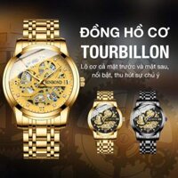 HW-Đồng Hồ Cơ Tourbillon Mặt Đồng Hồ Sapphire Chống Trầy Xước, Kim Da Quang, Chống Nước