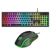 HXSJ L200+X100 Wired Keyboard Mouse Combo 104-Keys Membrane RGB Backlit Gaming Keyboard with Adjustable 1200-3600DPI Opt