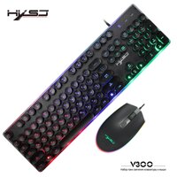 HXSJ V300 USB Wired Gaming Keyboard Backlight Steampunk Keys  Wired Gaming Mouse Anti-Slip 1600DPI with Backlight Chống trượt 1600DPI có đèn nền
