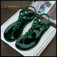 Hy3 Sandal Nữ Handmade Hoa Mũi Nhựa Dép Mùa Hè Đế Bằng Kẹp Chân Dép