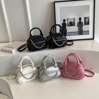 {HYO fashion} Túi xách nữ, túi đeo chéo bầu dục hai quai phối xích K276