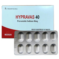 Hypravas 40mg điều trị tăng cholesterol máu, xơ vữa động mạch