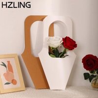 Hzling 10 Chiếc Hộp Đóng Gói Bó Hoa, Tay Cầm Đơn Giản Lãng Mạn Túi Hoa Giấy Kraft, Di Động DIY Thanh Lịch Giấy Hoa Hồng Túi Quà Cưới Sinh Nhật