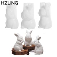 Hzling 3 Khuôn Silicon Bunny, Speak-no Hear-no Rabbit Resin Molds, See-no Khuôn Silicon Động Vật Dễ Thương Văn Phòng Tại Nhà
