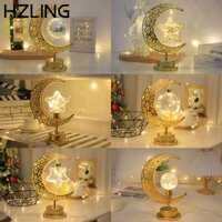 Hzling Star Moon Light, Iron DIY Crafts LED Lights, Thời trang đa chức năng Quả bóng tròn vàng Ramadan Night Light Ramadan Kareem