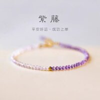 HZP Vòng Tay Pha Lê Tím Hoa Oải Hương Tự Nhiên Thời Trang Mới Cho Nữ Vòng Tay Vàng 14K 2 Mm Rất Mỏng Cho Nữ