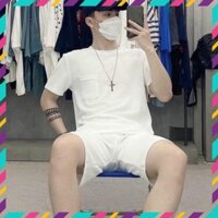 ỉ Bộ quần áo nam thể thao full size 35 - 99 kg Đồ bộ xốp nam cộc tay vải Linen hot trend bền đẹp