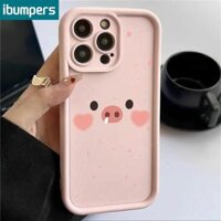 ibumpers Ốp Lưng Cute Màu hồng Heo Hoạt Hình In Hình Ốp Điện Thoại Dày Dặn Silicone Mềm Chống Sốc Cho iphone 15 14 12 13 11 Pr
