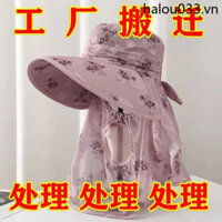 Ice Silk Cotton Vải Lanh Chống Nắng Mũ Phong Cách Mới Chống Tia Cực tím Mũ Rò Rỉ Đuôi Ngựa Mặt nạ Chống Nắng Bảo Vệ Cổ Một Nữ