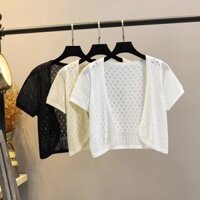 Ice Silk Khăn Choàng Nhỏ Nữ Mùa Hè Siêu Mỏng Ngắn Tay Áo Khoác Dệt Kim Cardigan Áo Khoác Bên Ngoài Phù Hợp Với Sườn Xám Suspender