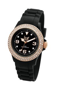 Ice-Watch Women's ST.BK.S.S.09 Stone Sili Collection Black and Gold Silicone Watch