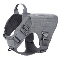 ICEFANG Tactical Dog Harness with 4X Metal Buckle,Dog MOLLE Vest with Handle,No Pulling Front Clip,Hook and Loop Panel for Dog Custom Patch