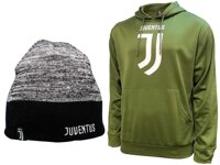 Icon Sports Compatible with Juventus Soccer Hoodie and Beanie Combo 73-Small