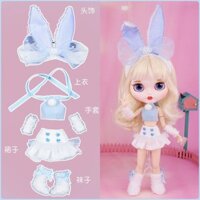 Icy DBS Blythe Búp Bê Màu Xanh Dễ Thương Vui Nhộn Tai Thỏ Phù Hợp Với Quần Áo azone licca ob24 Quần Áo Trẻ Em