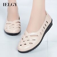 IELGY        Mùa hè đơn giản dép màu trơn giày đế bệt nữ chống trượt rỗng thoáng khí mẹ