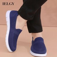 Ielgy flyweave trượt đế mềm thông thường miệng nông lưới thoáng khí giày đơn nam