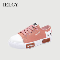IELGY Giày vải màu hồng dễ thương dành cho nữ Giày đi học thông thường dành cho nữ Low Top Flat Trend Plus Size
