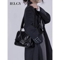 Ielgy Nữ Màu Đen Thời Trang Túi Da Mềm Retro Đi Lại Túi Tote Xe Máy Cảm Thấy Dây Xích Nách Túi Di Động