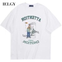 Ielgy Phim hoạt hình cặp đôi áo thun ngắn tay in hình nữ